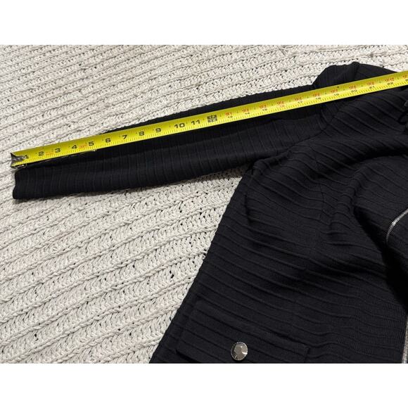 St. John Collection Marie Gray Jacket Blazer Zip Santana Knit Womens Sz 6 Black - Picture 5 of 12
